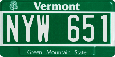 VT license plate NYW651