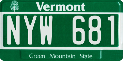 VT license plate NYW681