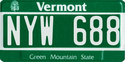VT license plate NYW688