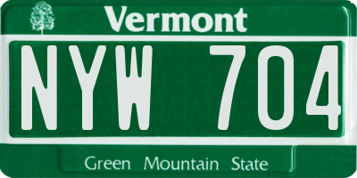 VT license plate NYW704