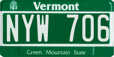 VT license plate NYW706
