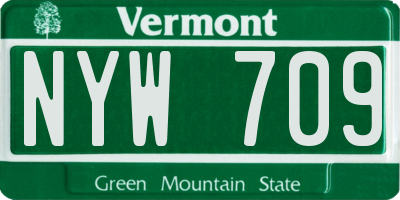 VT license plate NYW709