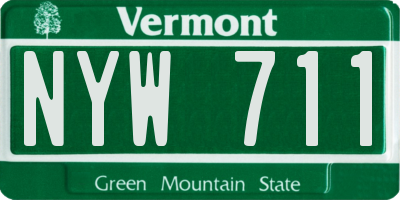 VT license plate NYW711