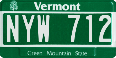 VT license plate NYW712