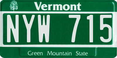 VT license plate NYW715