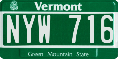 VT license plate NYW716