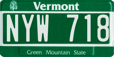 VT license plate NYW718