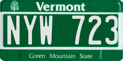 VT license plate NYW723