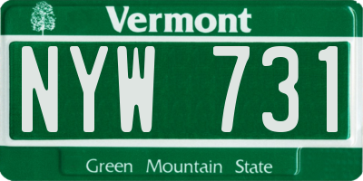 VT license plate NYW731