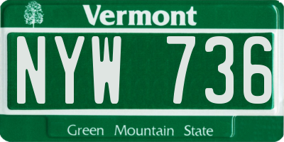 VT license plate NYW736
