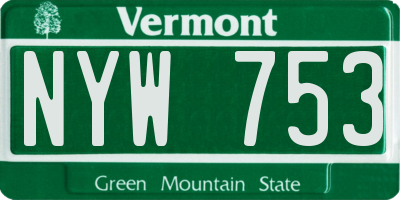 VT license plate NYW753