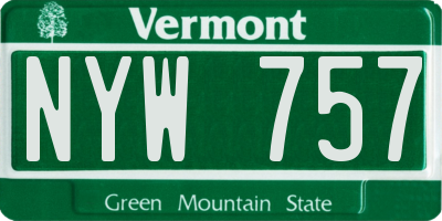 VT license plate NYW757