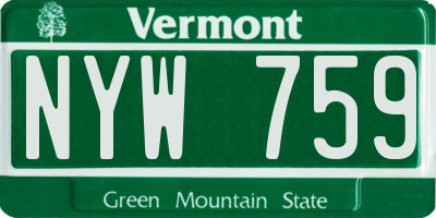 VT license plate NYW759