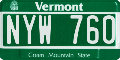 VT license plate NYW760