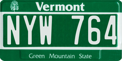 VT license plate NYW764
