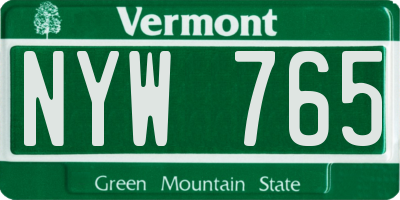 VT license plate NYW765