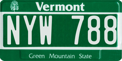 VT license plate NYW788