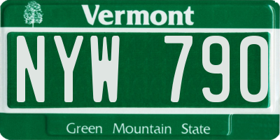 VT license plate NYW790
