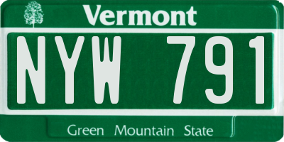 VT license plate NYW791