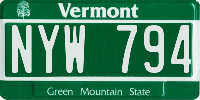 VT license plate NYW794