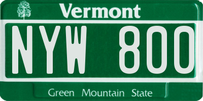 VT license plate NYW800