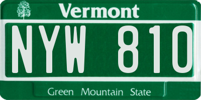 VT license plate NYW810