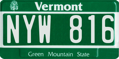 VT license plate NYW816