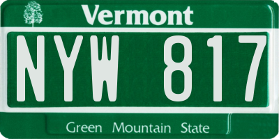 VT license plate NYW817