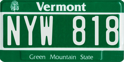 VT license plate NYW818