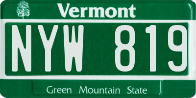 VT license plate NYW819