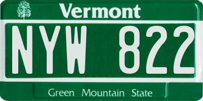 VT license plate NYW822