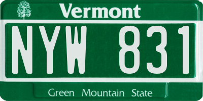 VT license plate NYW831