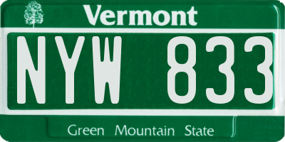 VT license plate NYW833