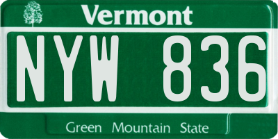 VT license plate NYW836