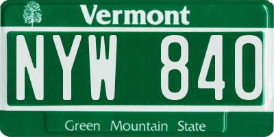 VT license plate NYW840