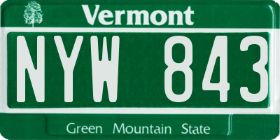 VT license plate NYW843