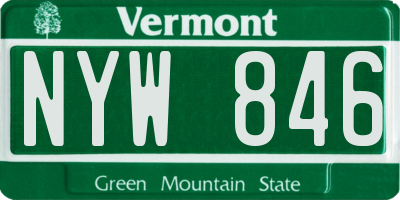 VT license plate NYW846