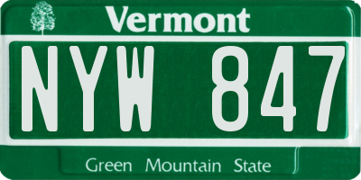 VT license plate NYW847