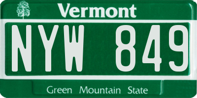 VT license plate NYW849