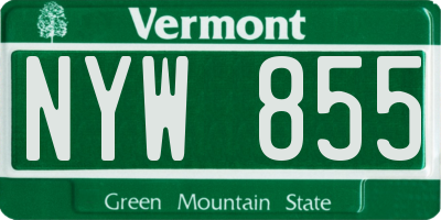VT license plate NYW855