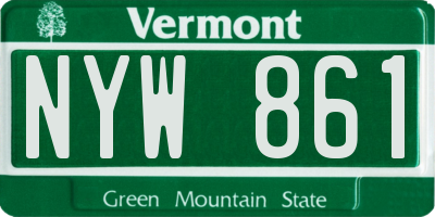 VT license plate NYW861
