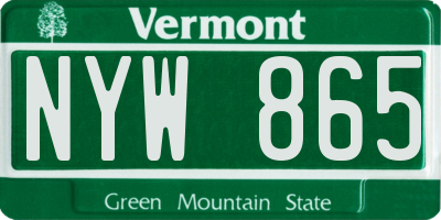 VT license plate NYW865