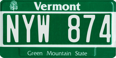 VT license plate NYW874