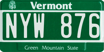 VT license plate NYW876