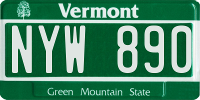 VT license plate NYW890