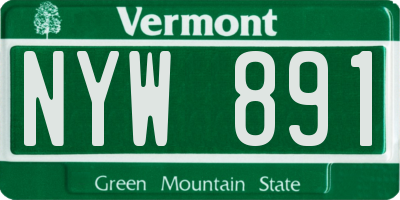 VT license plate NYW891
