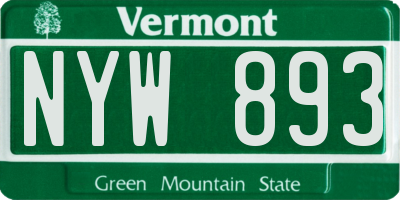 VT license plate NYW893