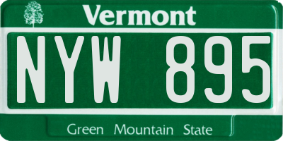 VT license plate NYW895