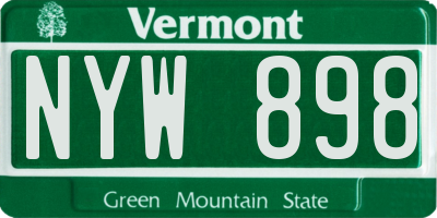 VT license plate NYW898
