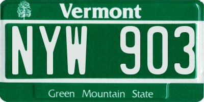 VT license plate NYW903